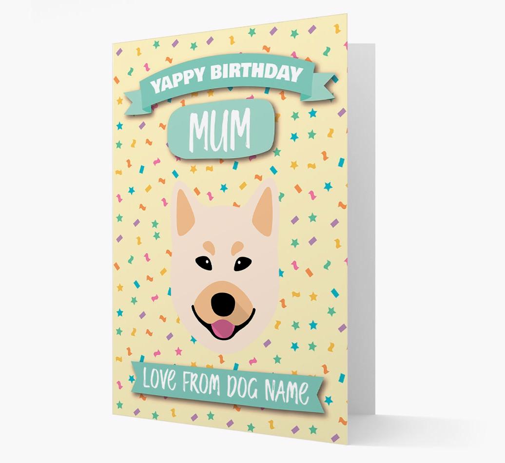 Personalised Card 'Yappy Birthday Mum' with {breedCommonName} Icon