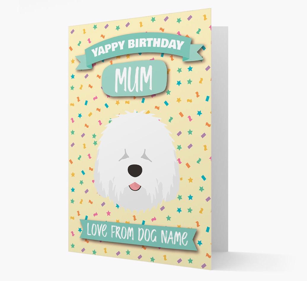 Personalised Card 'Yappy Birthday Mum' with {breedCommonName} Icon