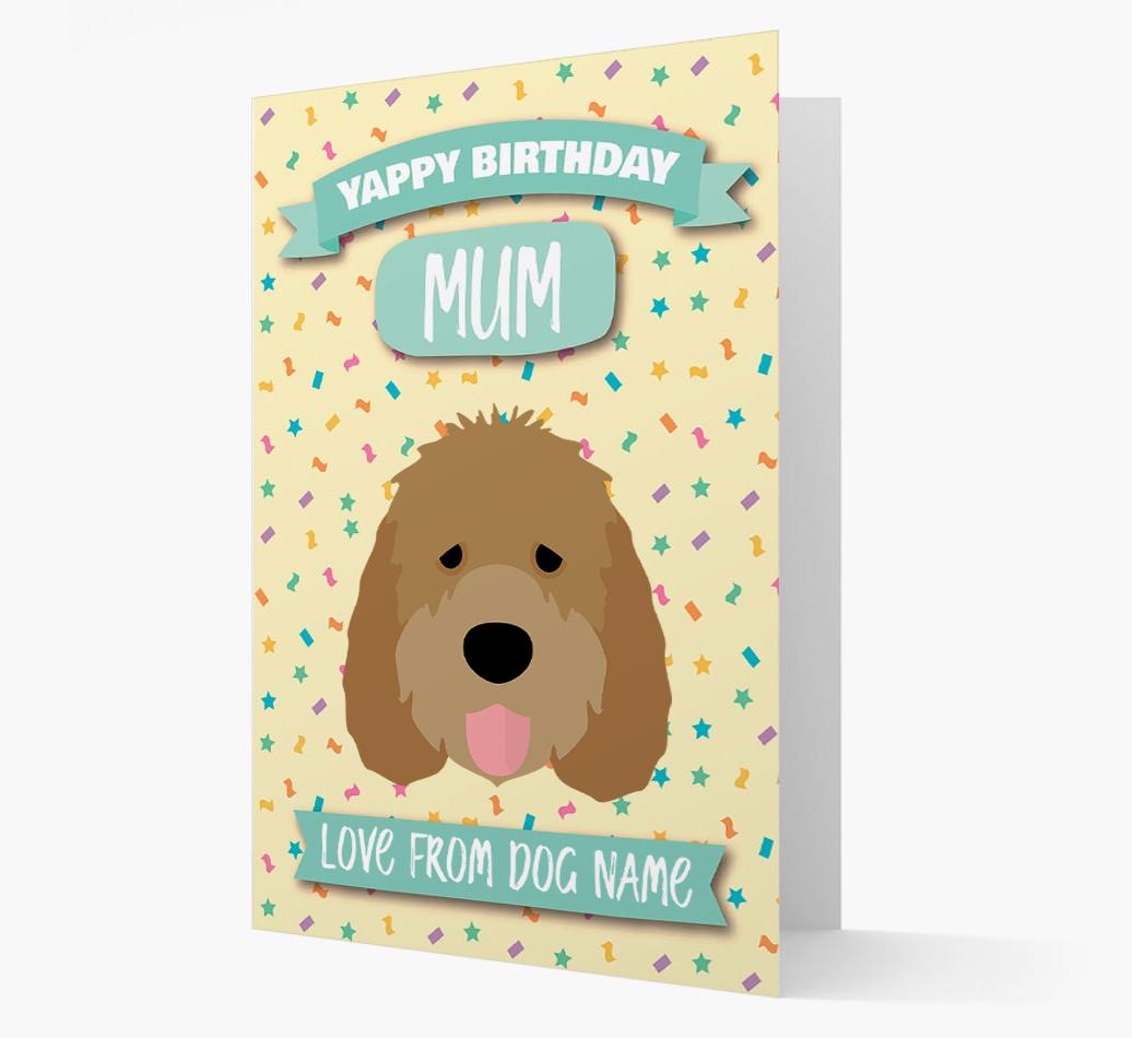 Personalised Card 'Yappy Birthday Mum' with {breedCommonName} Icon