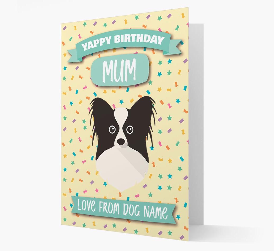 Personalised Card 'Yappy Birthday Mum' with {breedCommonName} Icon