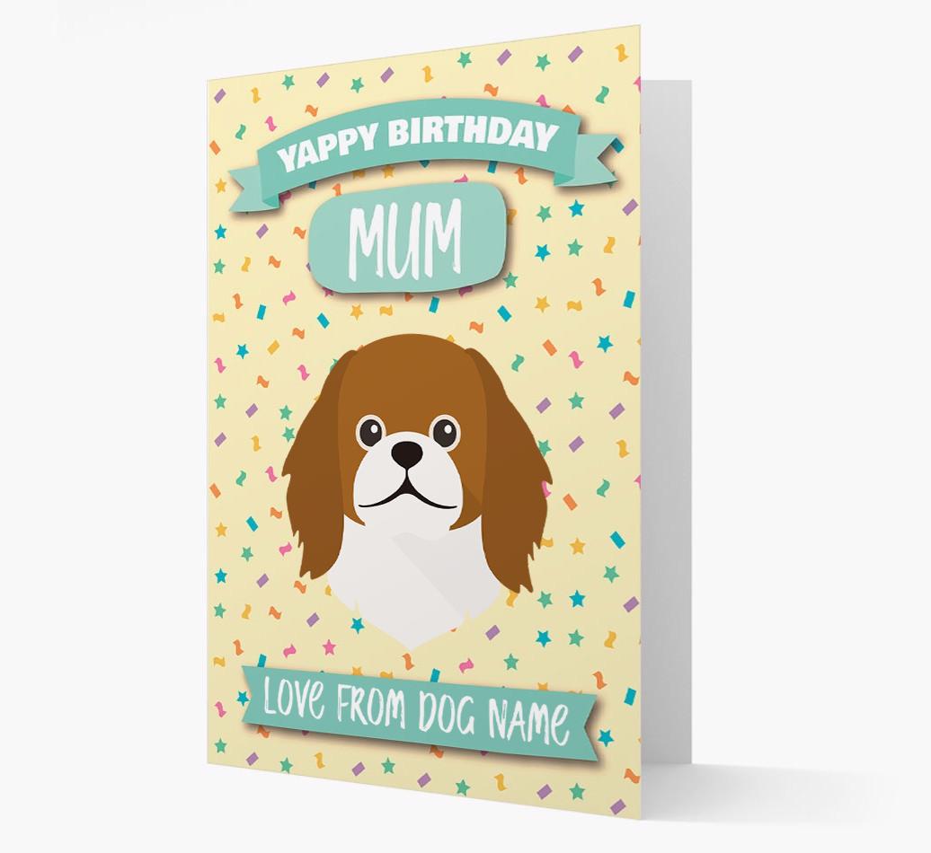 Personalised Card 'Yappy Birthday Mum' with {breedCommonName} Icon