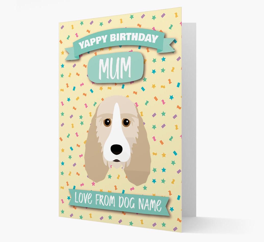Personalised Card 'Yappy Birthday Mum' with {breedCommonName} Icon