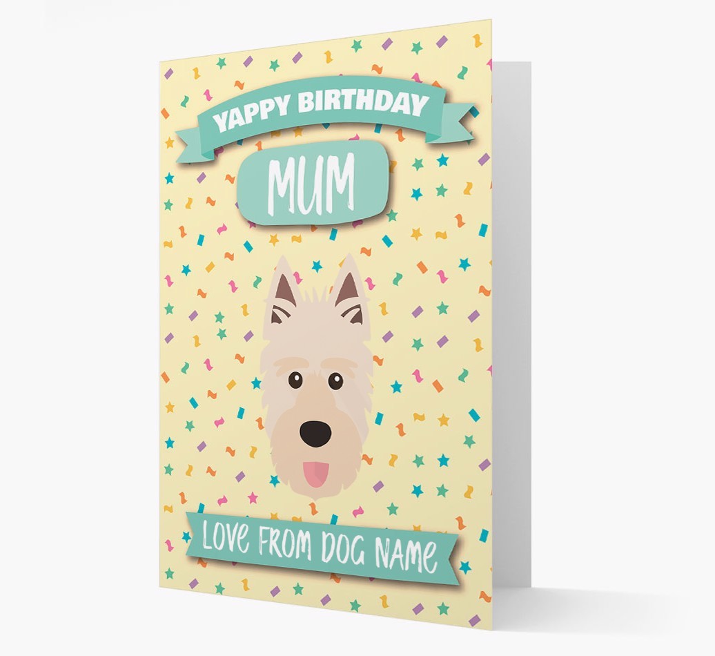 Personalised Card 'Yappy Birthday Mum' with {breedCommonName} Icon