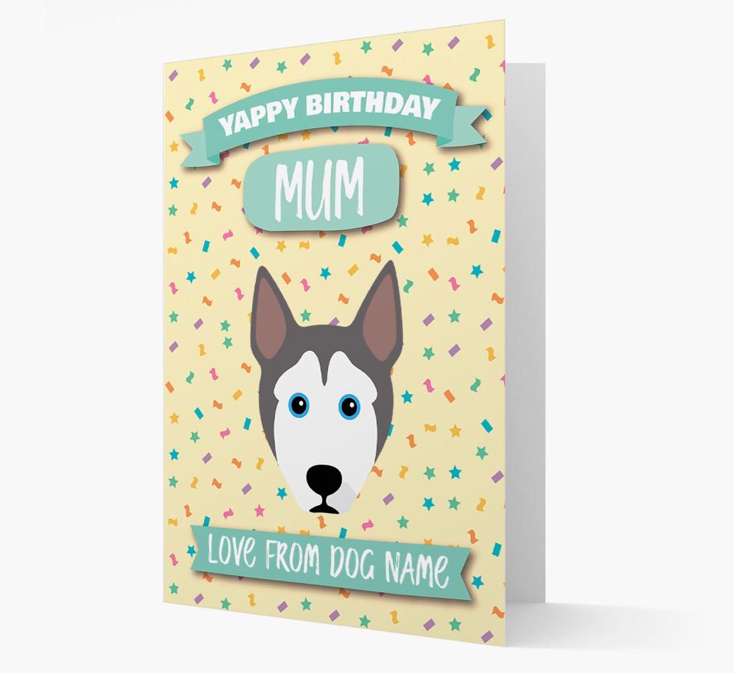 Personalised Card 'Yappy Birthday Mum' with {breedCommonName} Icon