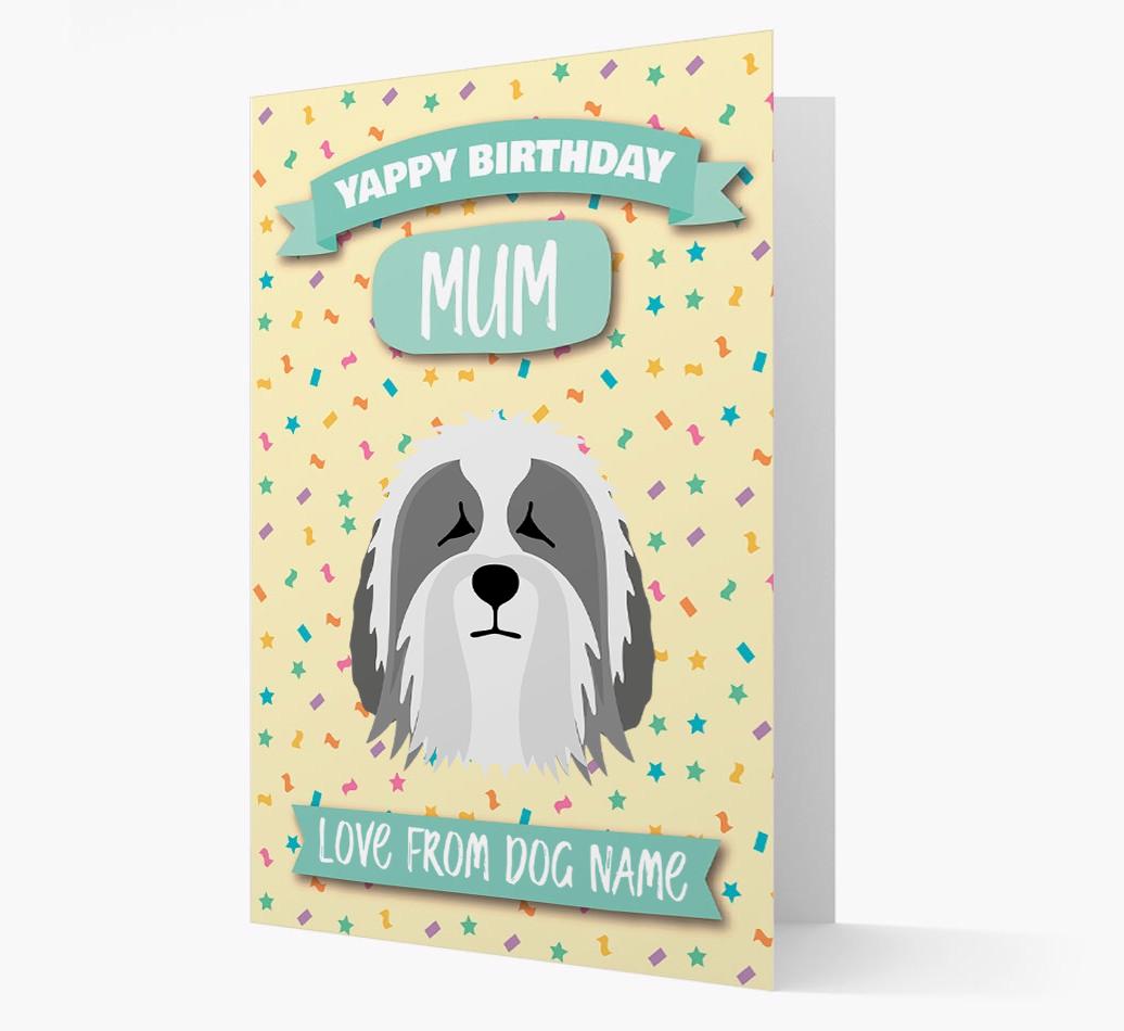 Personalised Card 'Yappy Birthday Mum' with {breedCommonName} Icon