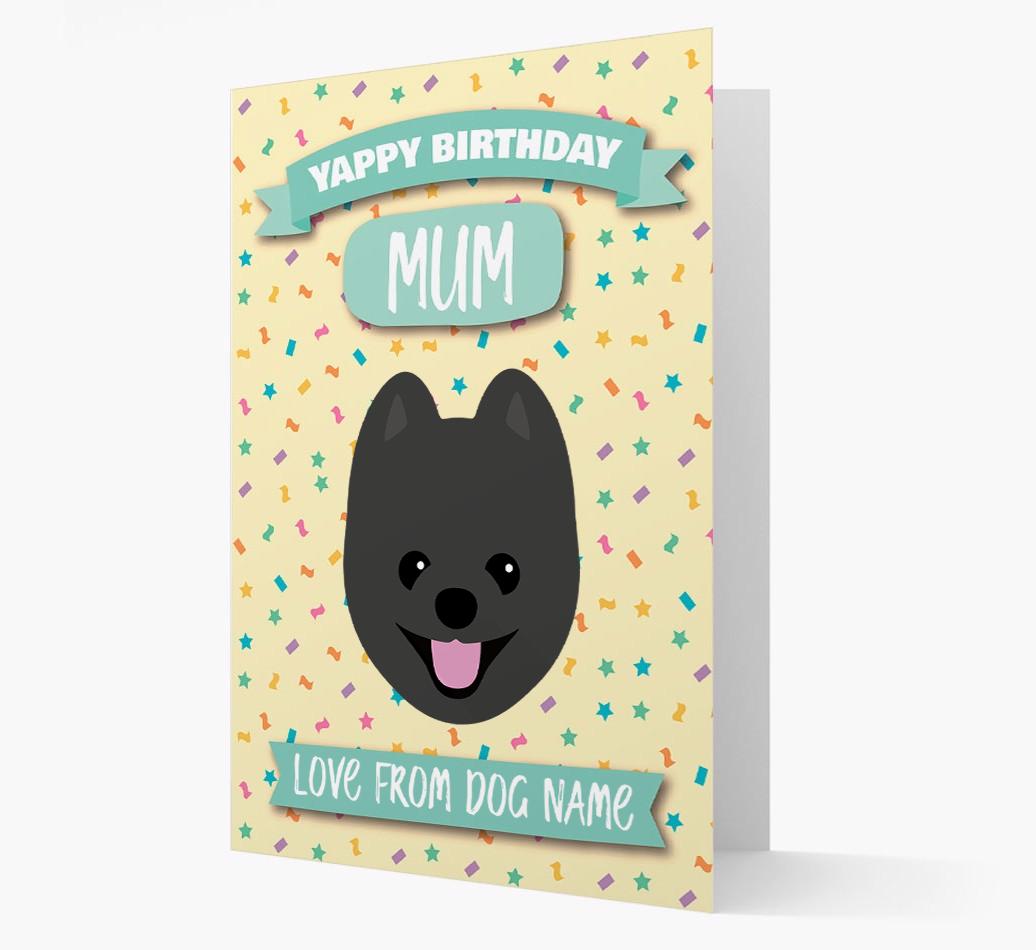Personalised Card 'Yappy Birthday Mum' with {breedCommonName} Icon
