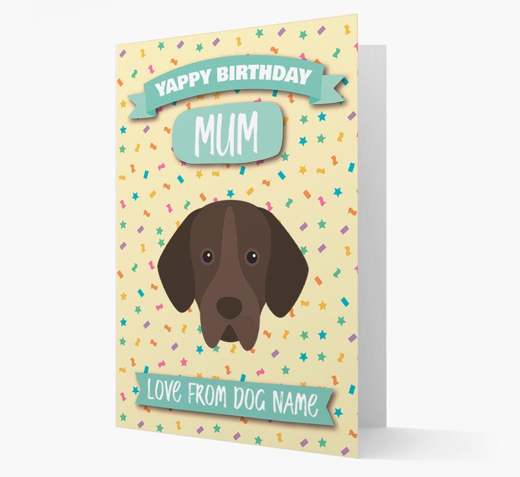 Personalised Card 'Yappy Birthday Mum' with {breedCommonName} Icon