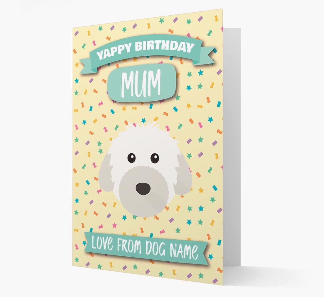 Personalised Card 'Yappy Birthday Mum' with {breedCommonName} Icon