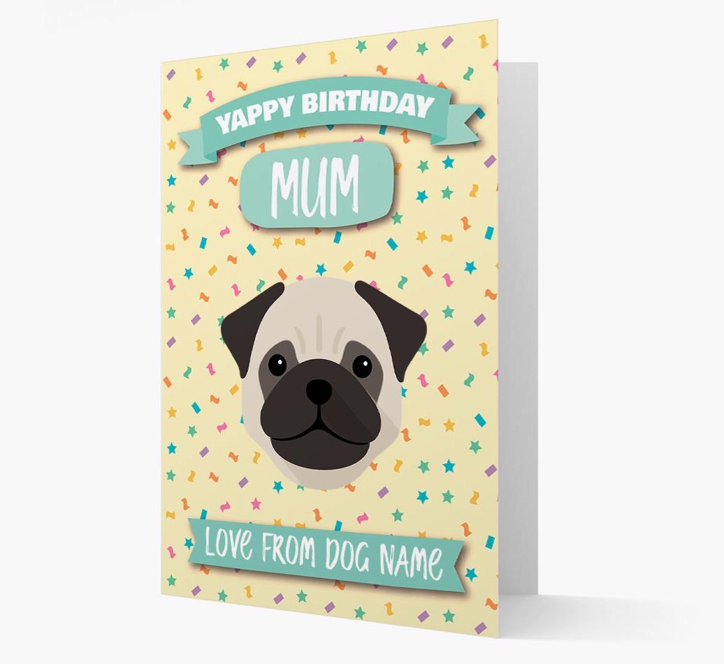 Personalised Card 'Yappy Birthday Mum' with {breedCommonName} Icon