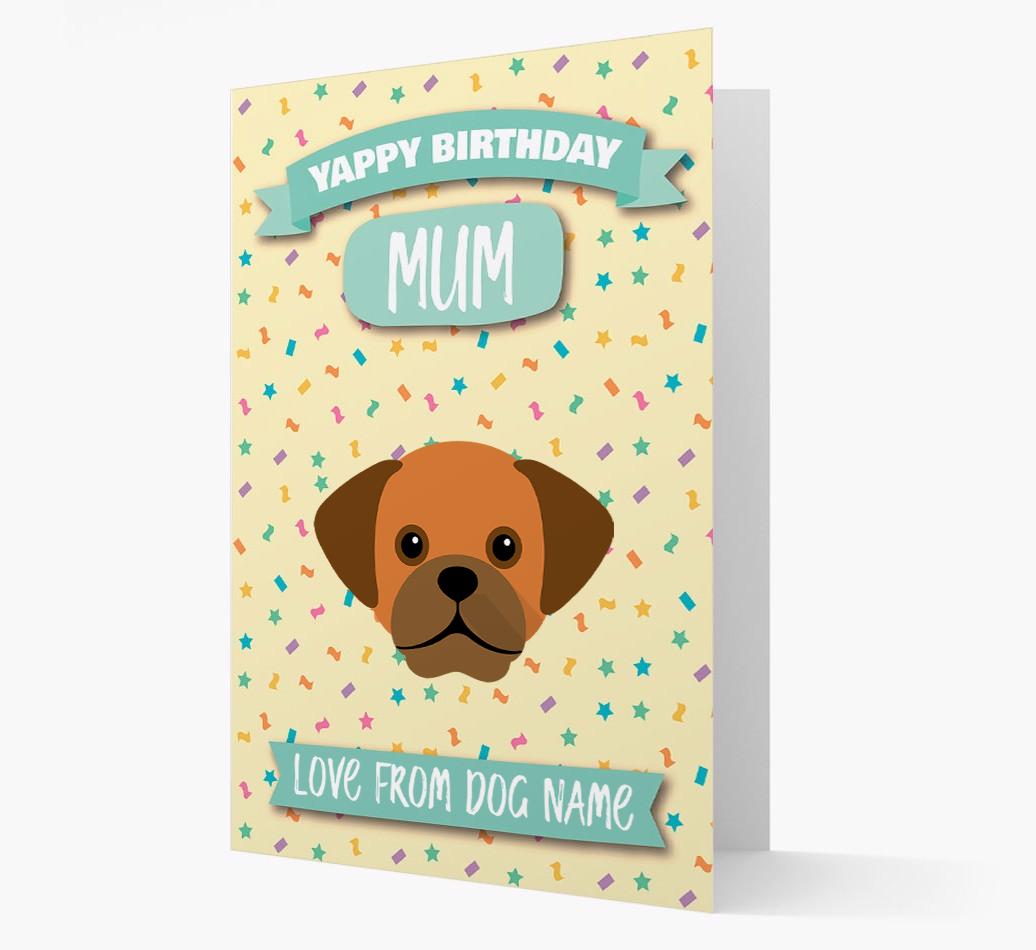 Personalised Card 'Yappy Birthday Mum' with {breedCommonName} Icon