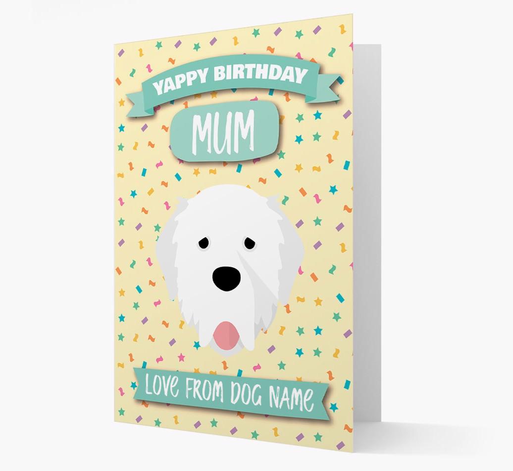Personalised Card 'Yappy Birthday Mum' with {breedCommonName} Icon