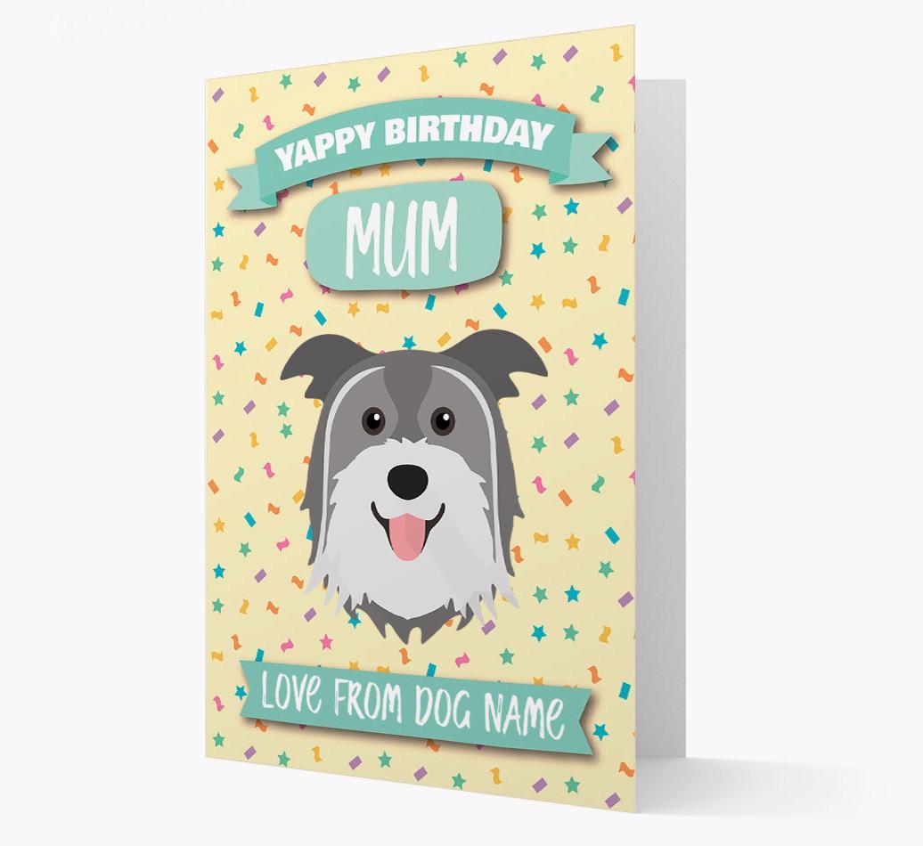 Personalised Card 'Yappy Birthday Mum' with {breedCommonName} Icon