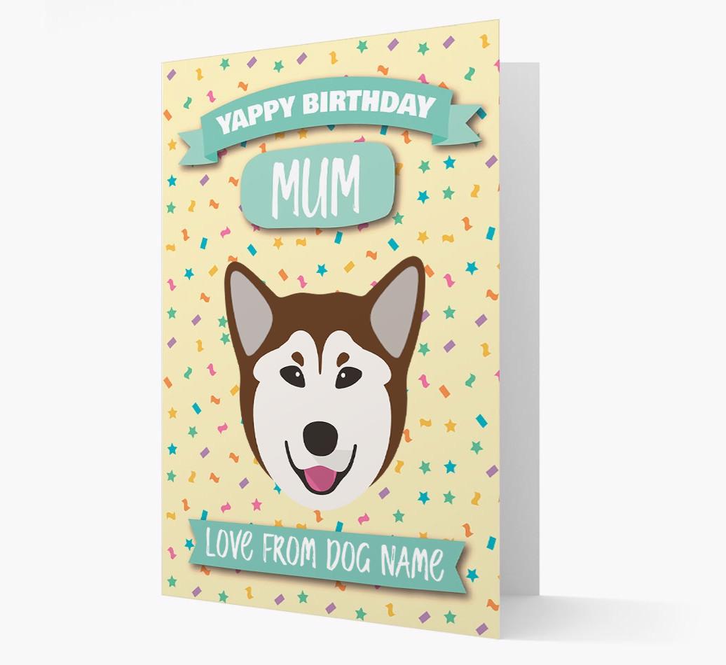 Personalised Card 'Yappy Birthday Mum' with {breedCommonName} Icon
