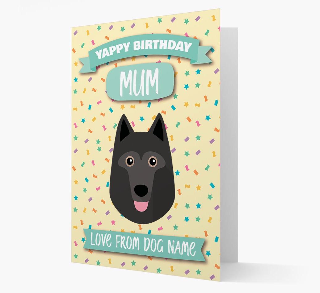 Personalised Card 'Yappy Birthday Mum' with {breedCommonName} Icon