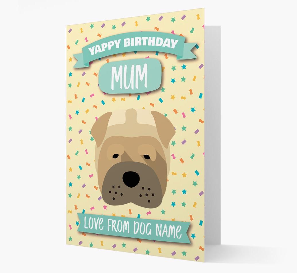 Personalised Card 'Yappy Birthday Mum' with {breedCommonName} Icon
