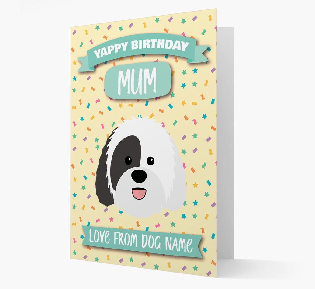 Personalised Card 'Yappy Birthday Mum' with {breedCommonName} Icon
