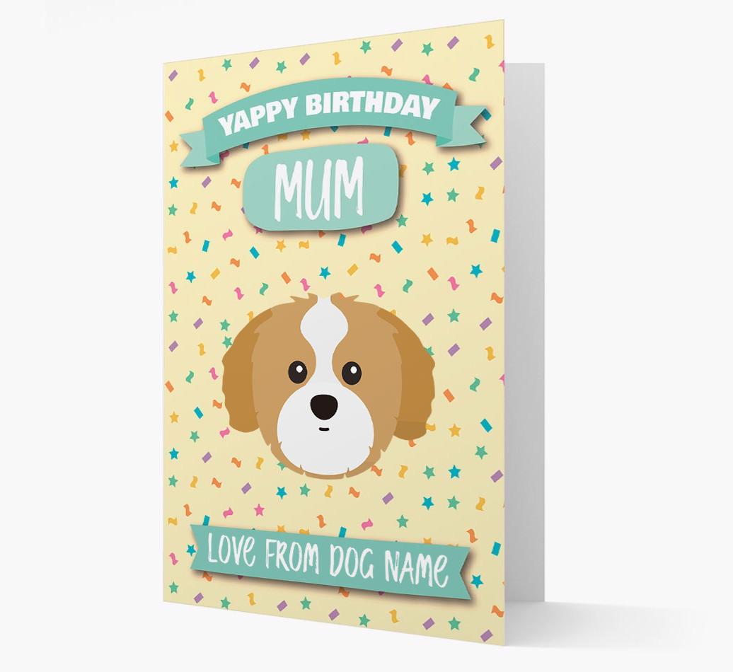 Personalised Card 'Yappy Birthday Mum' with {breedCommonName} Icon