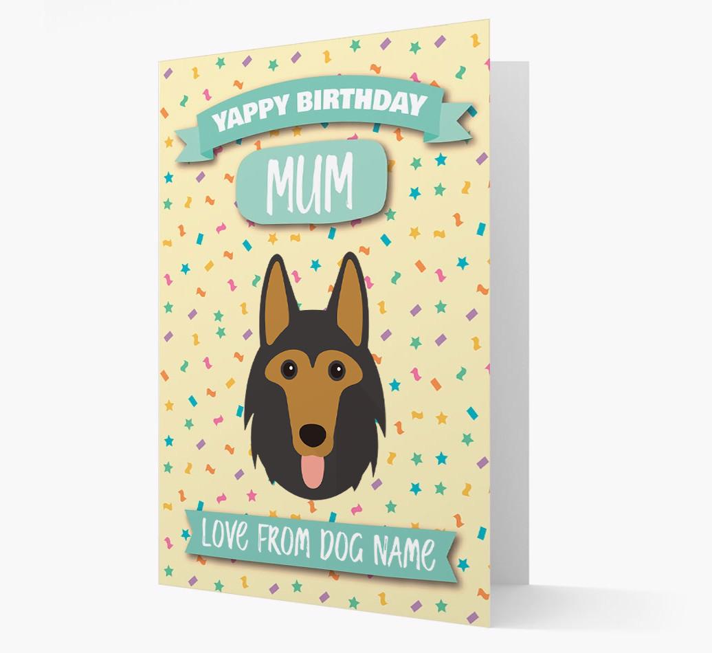 Personalised Card 'Yappy Birthday Mum' with {breedCommonName} Icon
