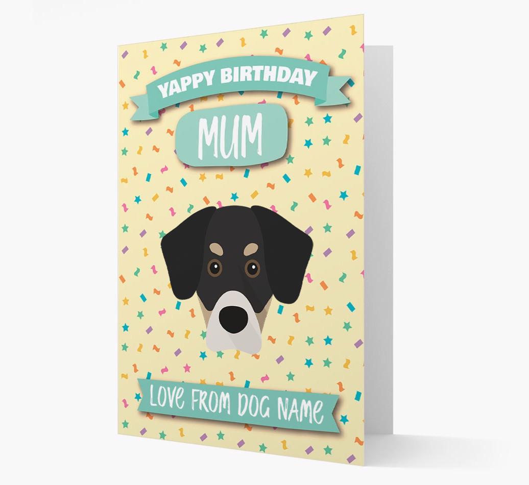 Personalised Card 'Yappy Birthday Mum' with {breedCommonName} Icon