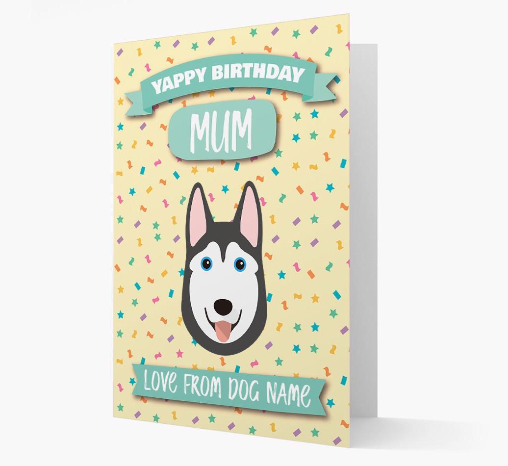Personalised Card 'Yappy Birthday Mum' with {breedCommonName} Icon