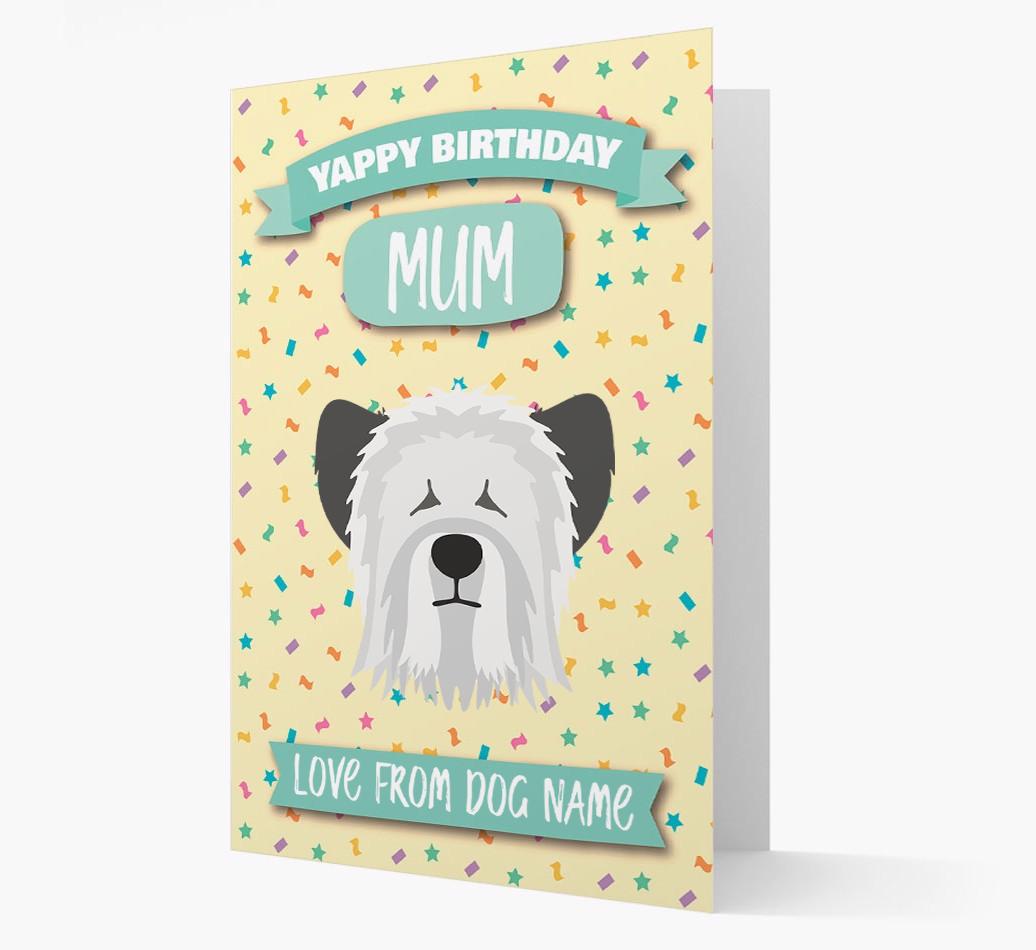 Personalised Card 'Yappy Birthday Mum' with {breedCommonName} Icon