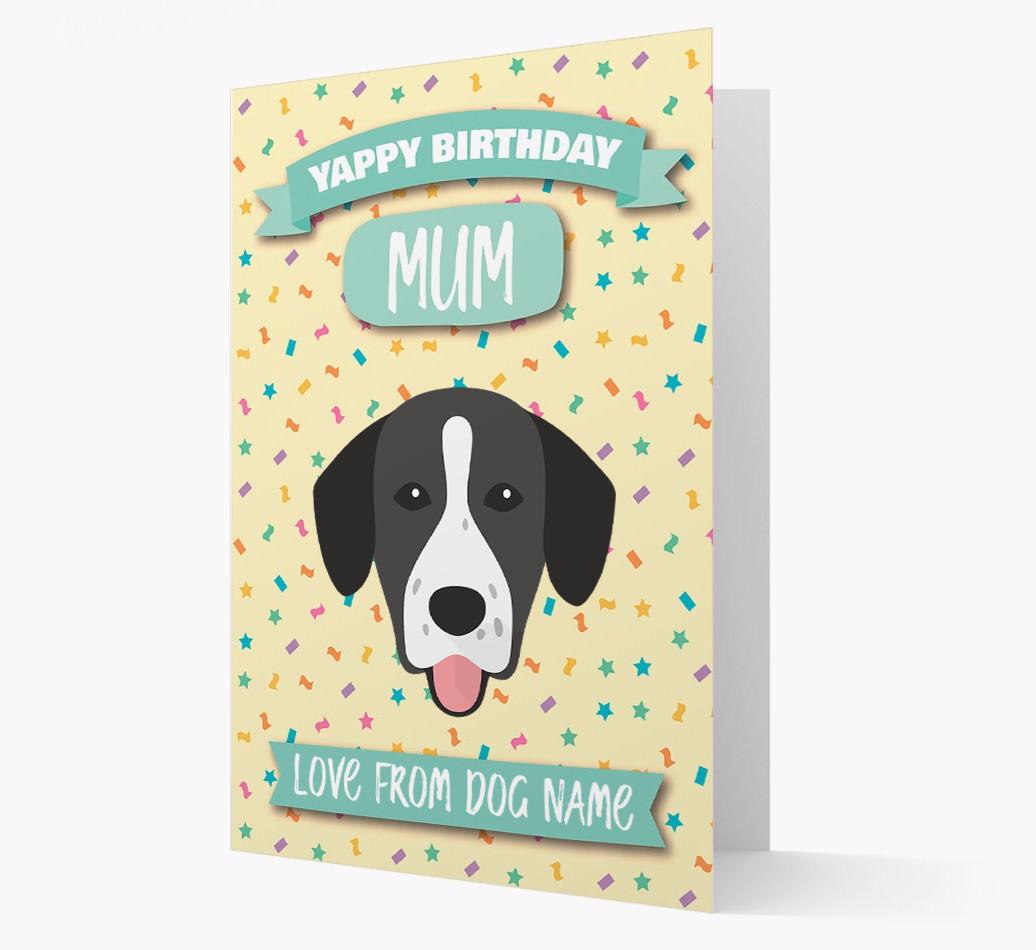 Personalised Card 'Yappy Birthday Mum' with {breedCommonName} Icon
