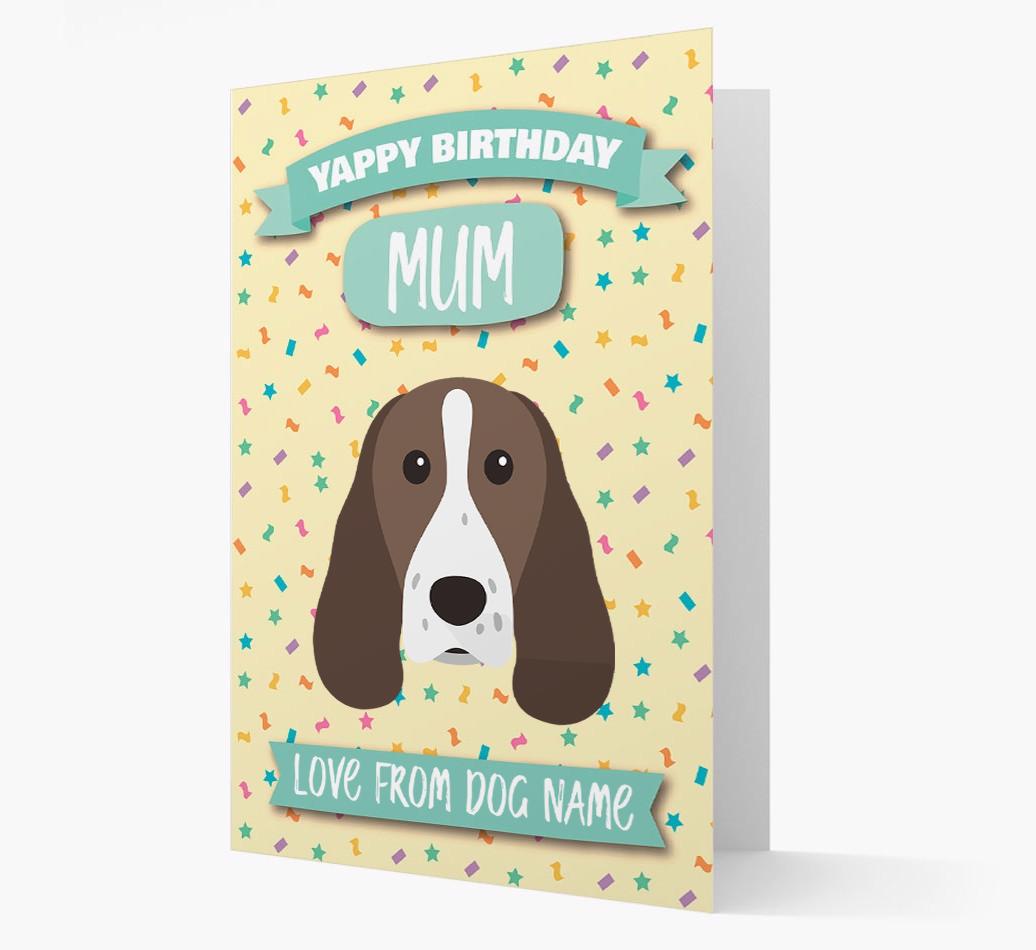 Personalised Card 'Yappy Birthday Mum' with {breedCommonName} Icon