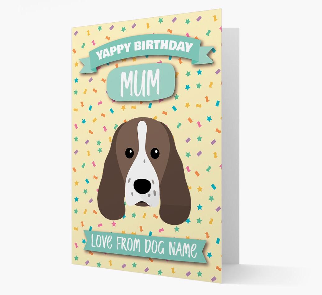 Personalised Card 'Yappy Birthday Mum' with {breedCommonName} Icon
