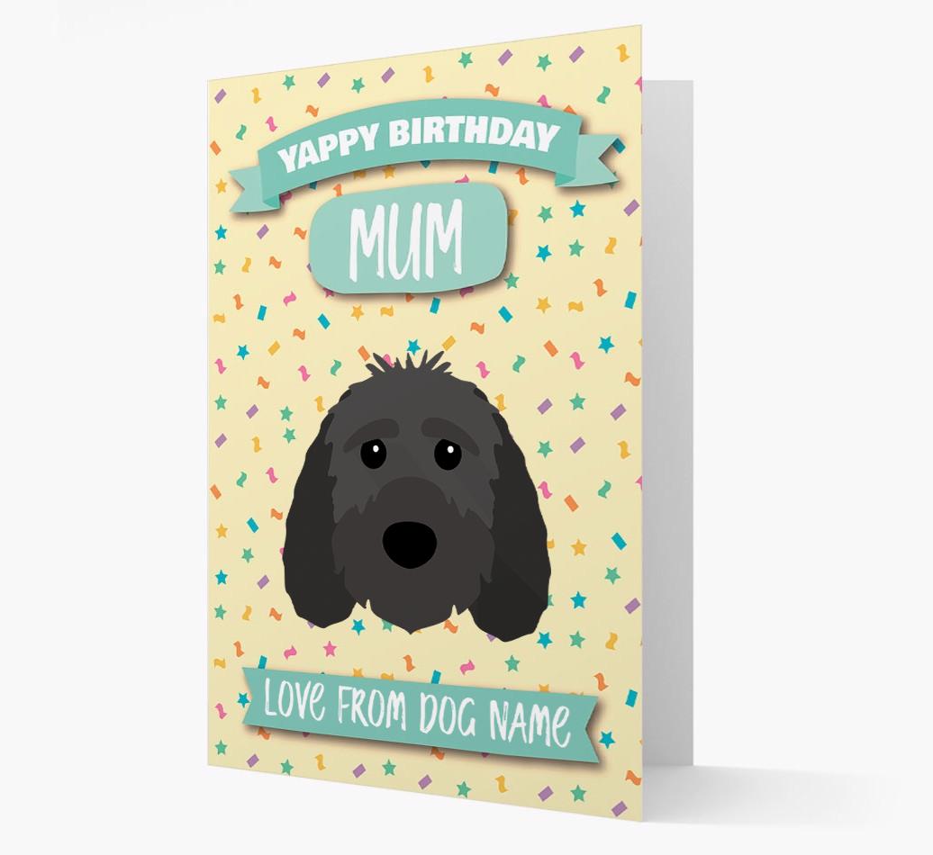 Personalised Card 'Yappy Birthday Mum' with {breedCommonName} Icon