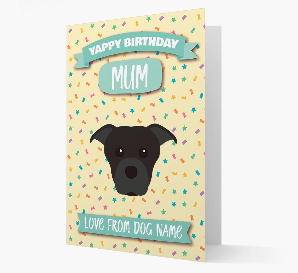 Personalised Card 'Yappy Birthday Mum' with {breedCommonName} Icon