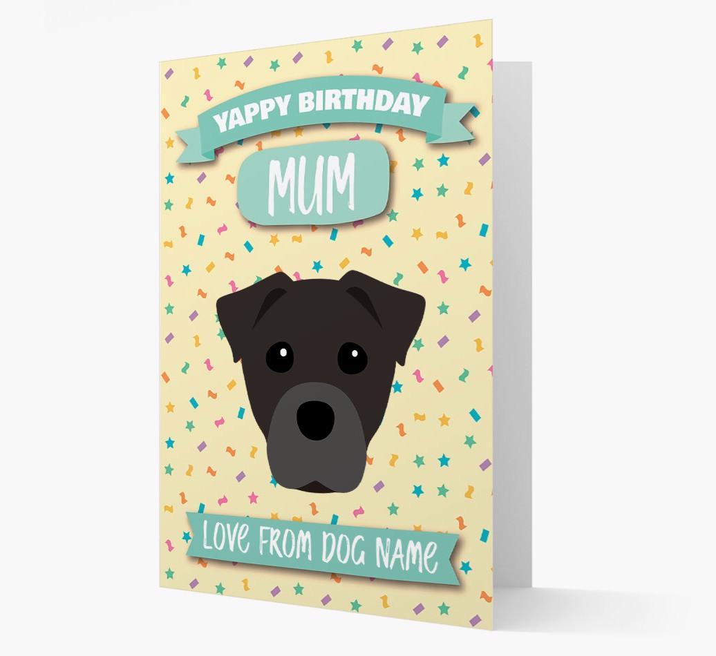 Personalised Card 'Yappy Birthday Mum' with {breedCommonName} Icon