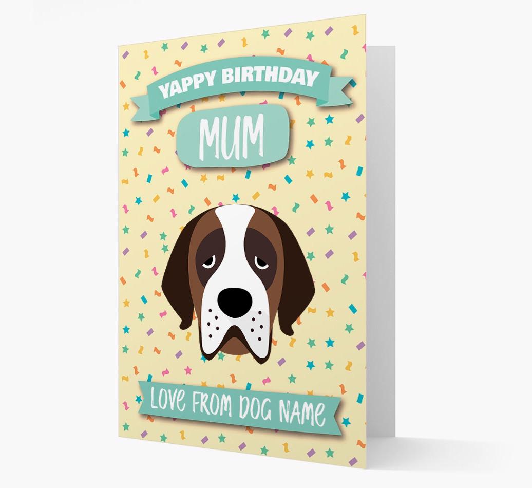 Personalised Card 'Yappy Birthday Mum' with {breedCommonName} Icon