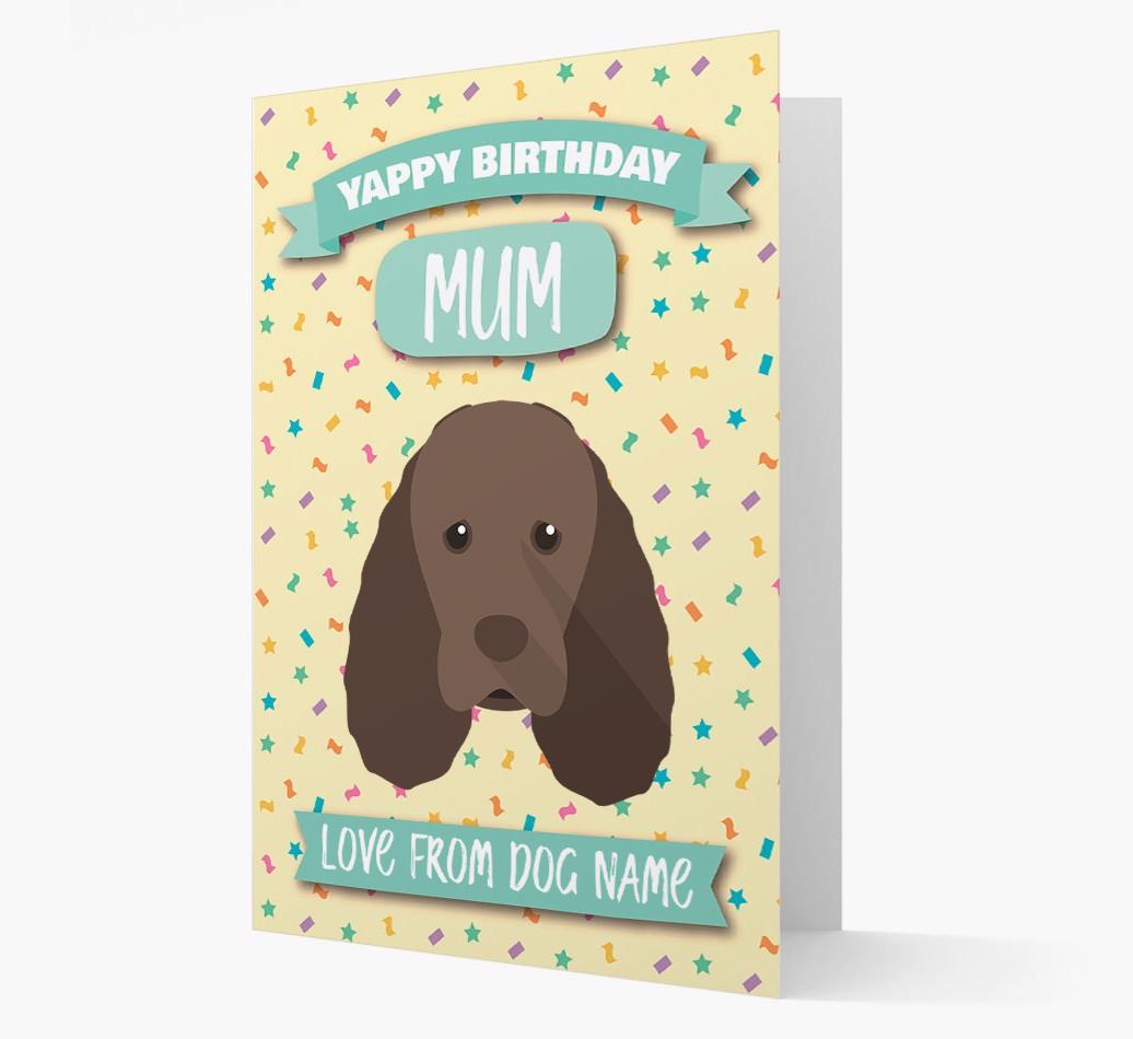 Personalised Card 'Yappy Birthday Mum' with {breedCommonName} Icon