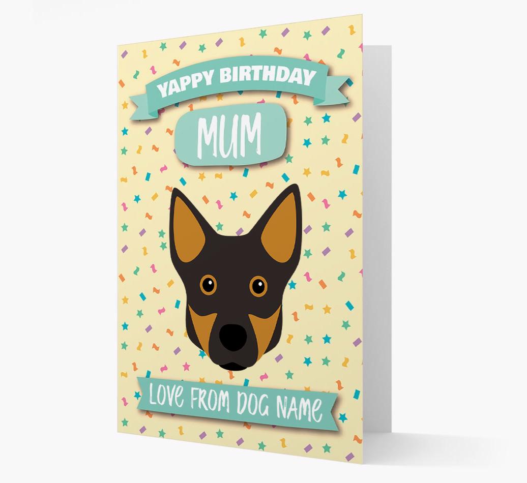 Personalised Card 'Yappy Birthday Mum' with {breedCommonName} Icon