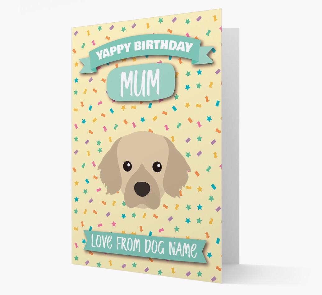 Personalised Card 'Yappy Birthday Mum' with {breedCommonName} Icon
