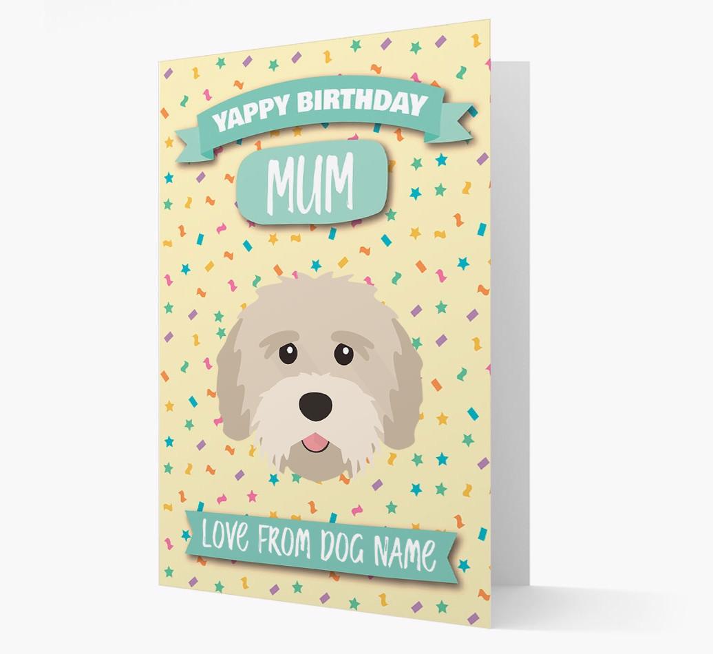 Personalised Card 'Yappy Birthday Mum' with {breedCommonName} Icon