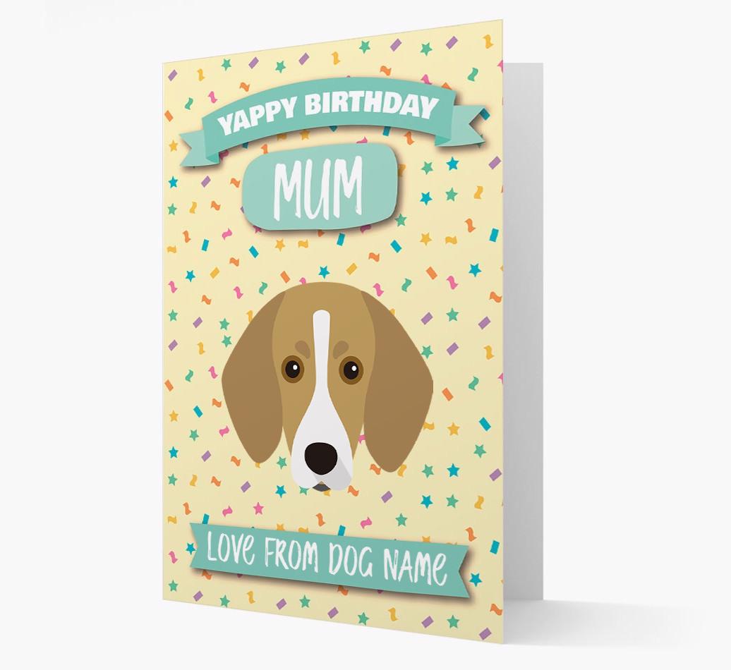 Personalised Card 'Yappy Birthday Mum' with {breedCommonName} Icon