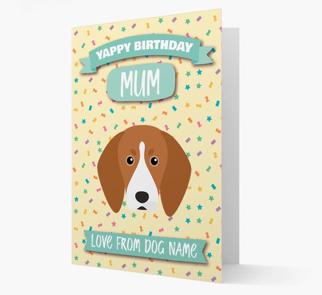 Personalised Card 'Yappy Birthday Mum' with {breedCommonName} Icon