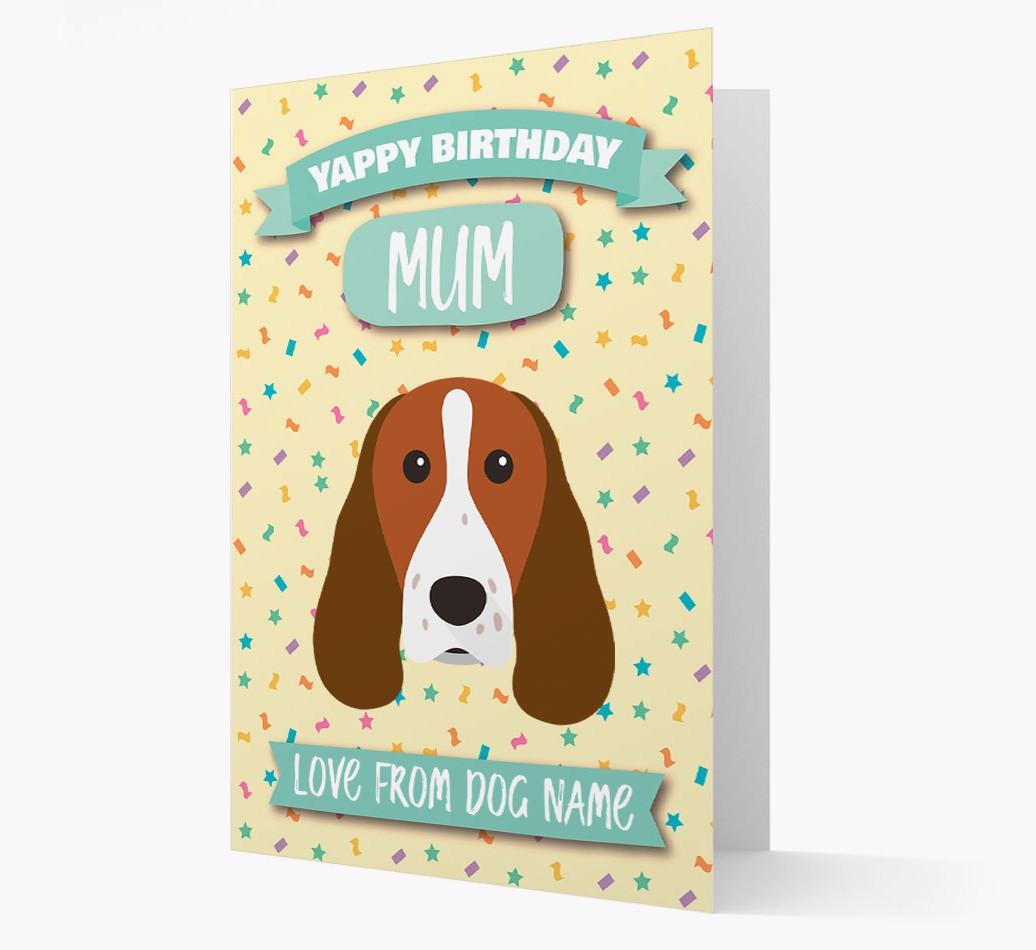 Personalised Card 'Yappy Birthday Mum' with {breedCommonName} Icon