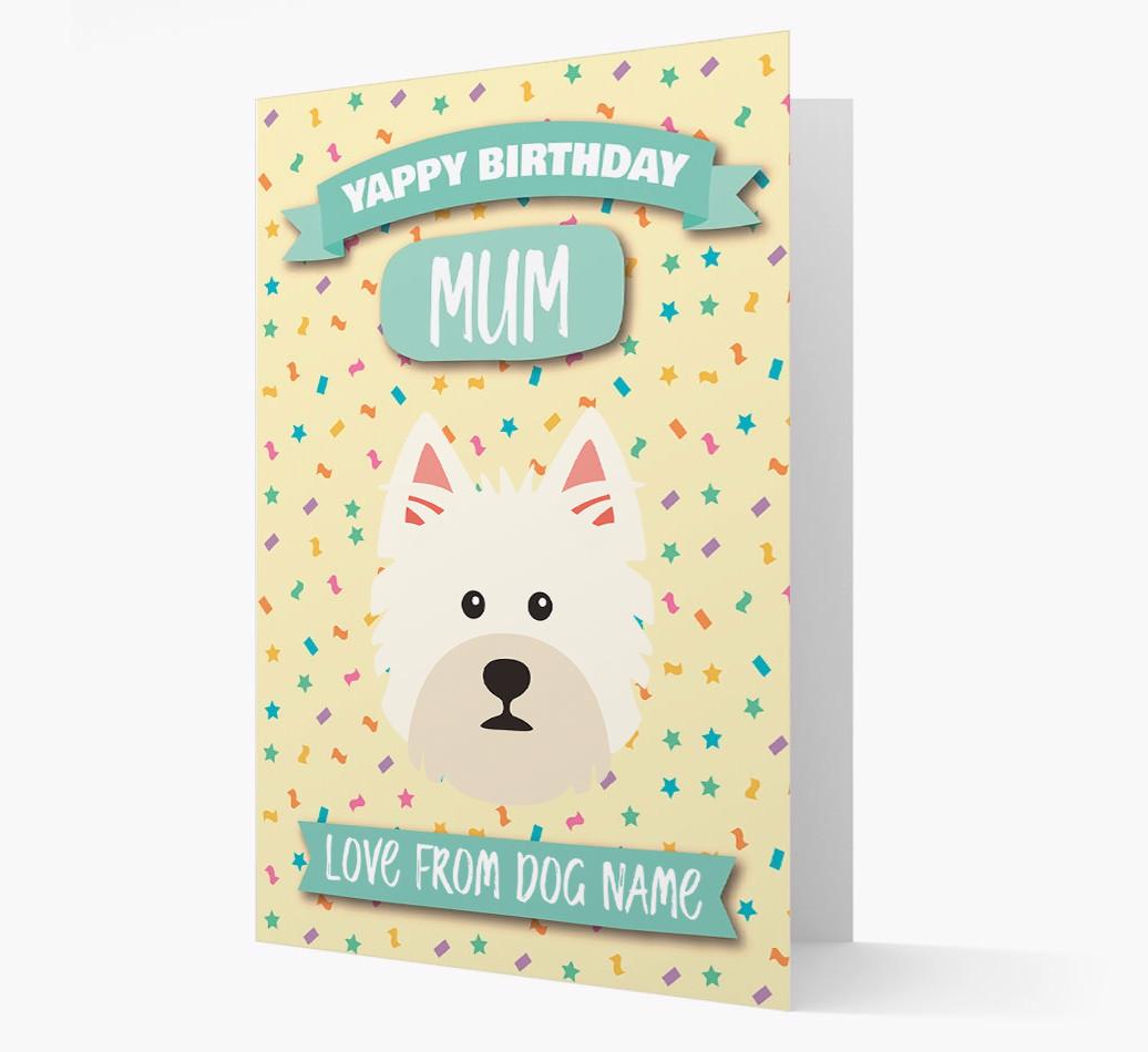Personalised Card 'Yappy Birthday Mum' with {breedCommonName} Icon