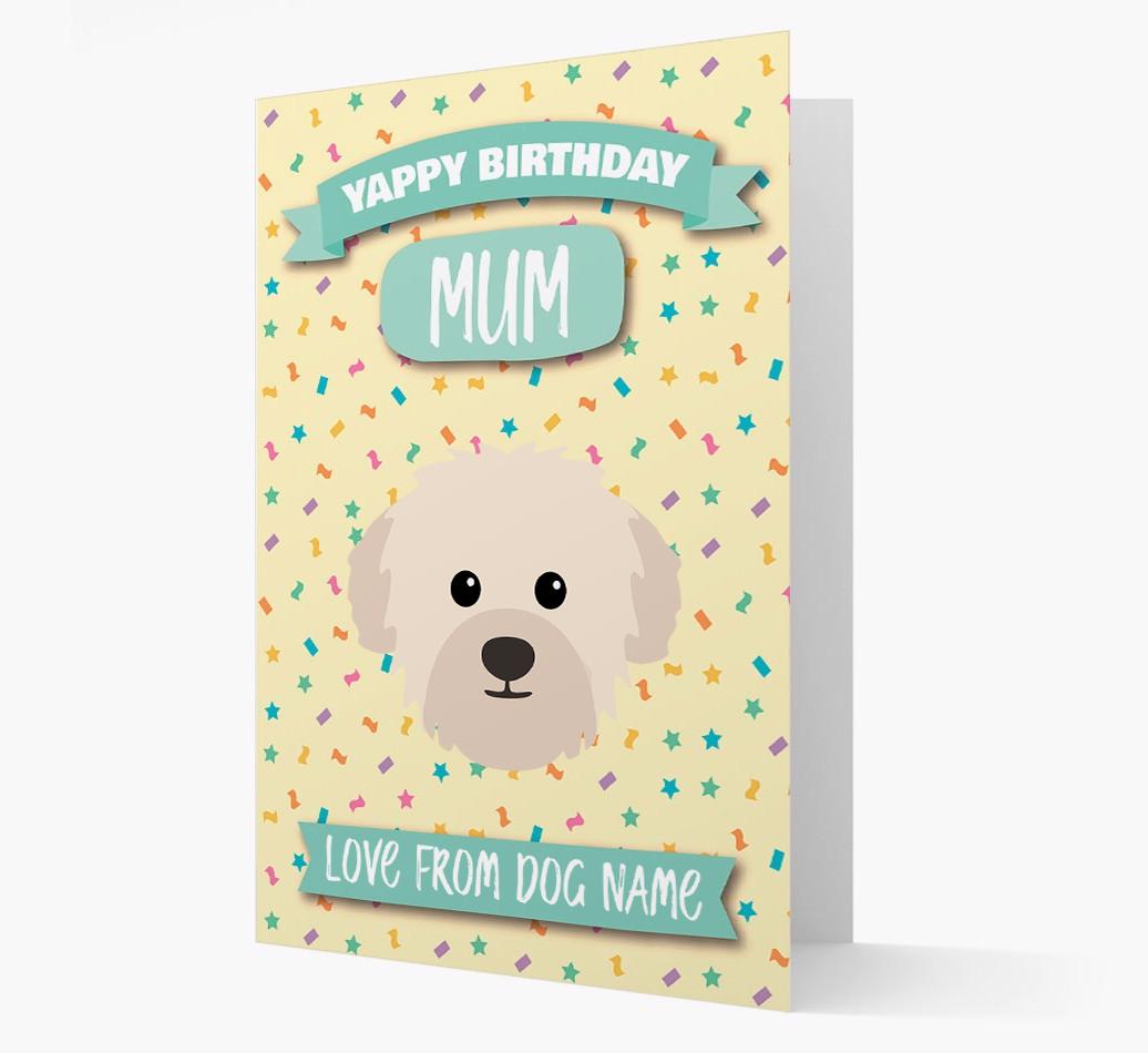 Personalised Card 'Yappy Birthday Mum' with {breedCommonName} Icon