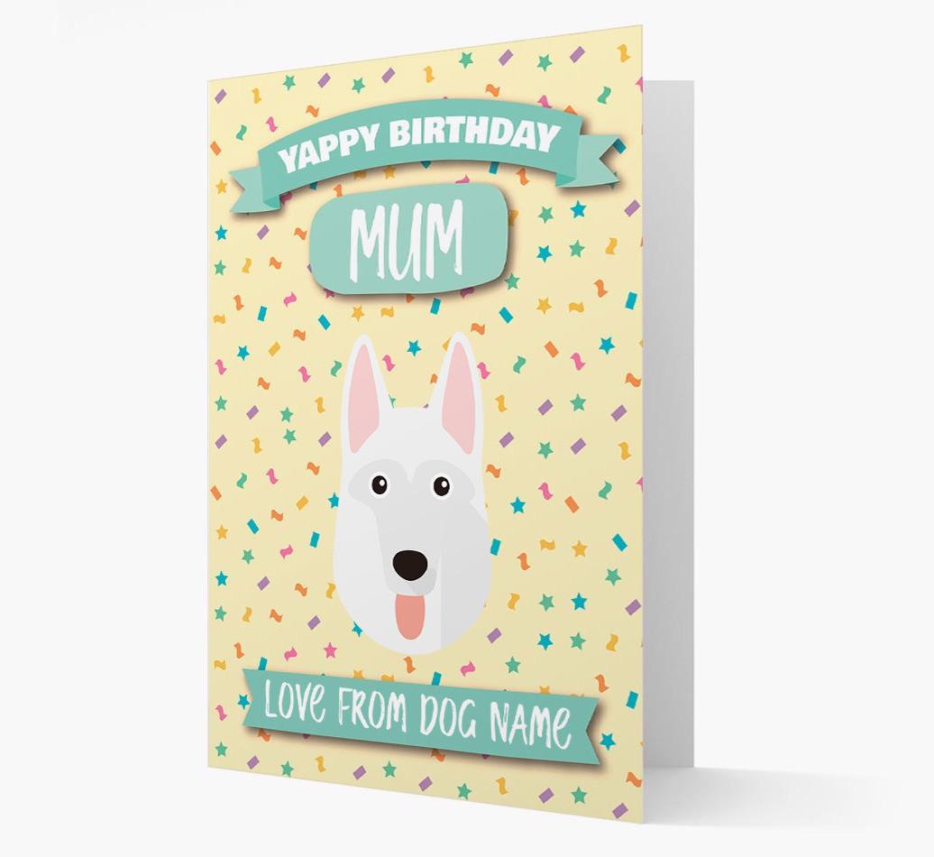 Personalised Card 'Yappy Birthday Mum' with {breedCommonName} Icon