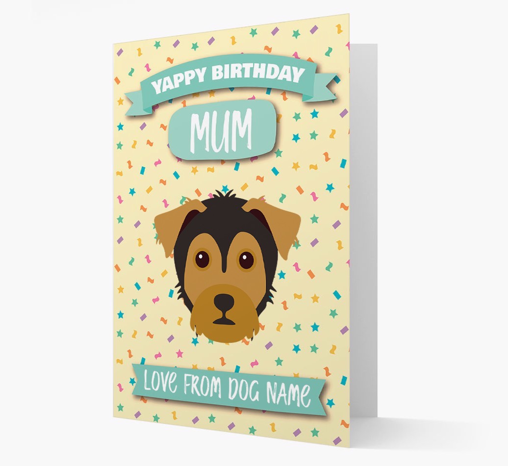 Personalised Card 'Yappy Birthday Mum' with {breedCommonName} Icon