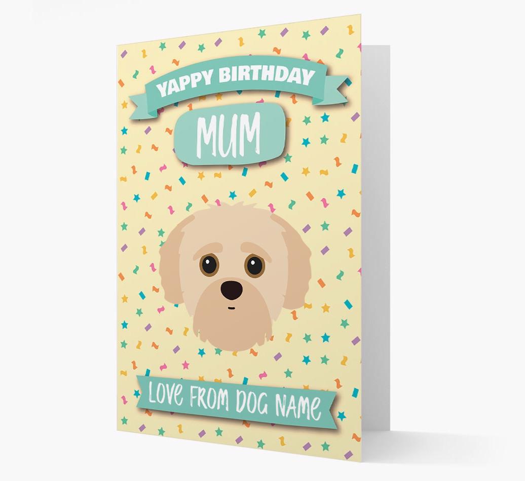 Personalised Card 'Yappy Birthday Mum' with {breedCommonName} Icon