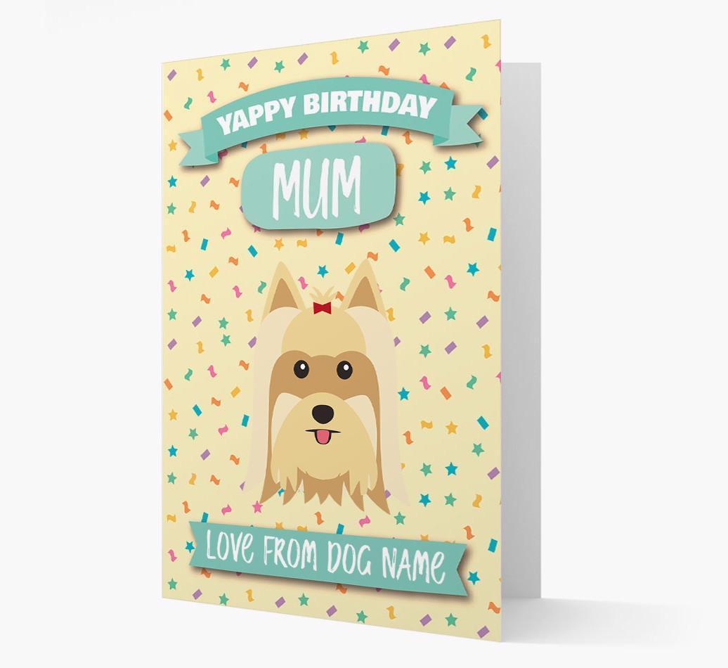 Personalised Card 'Yappy Birthday Mum' with {breedCommonName} Icon