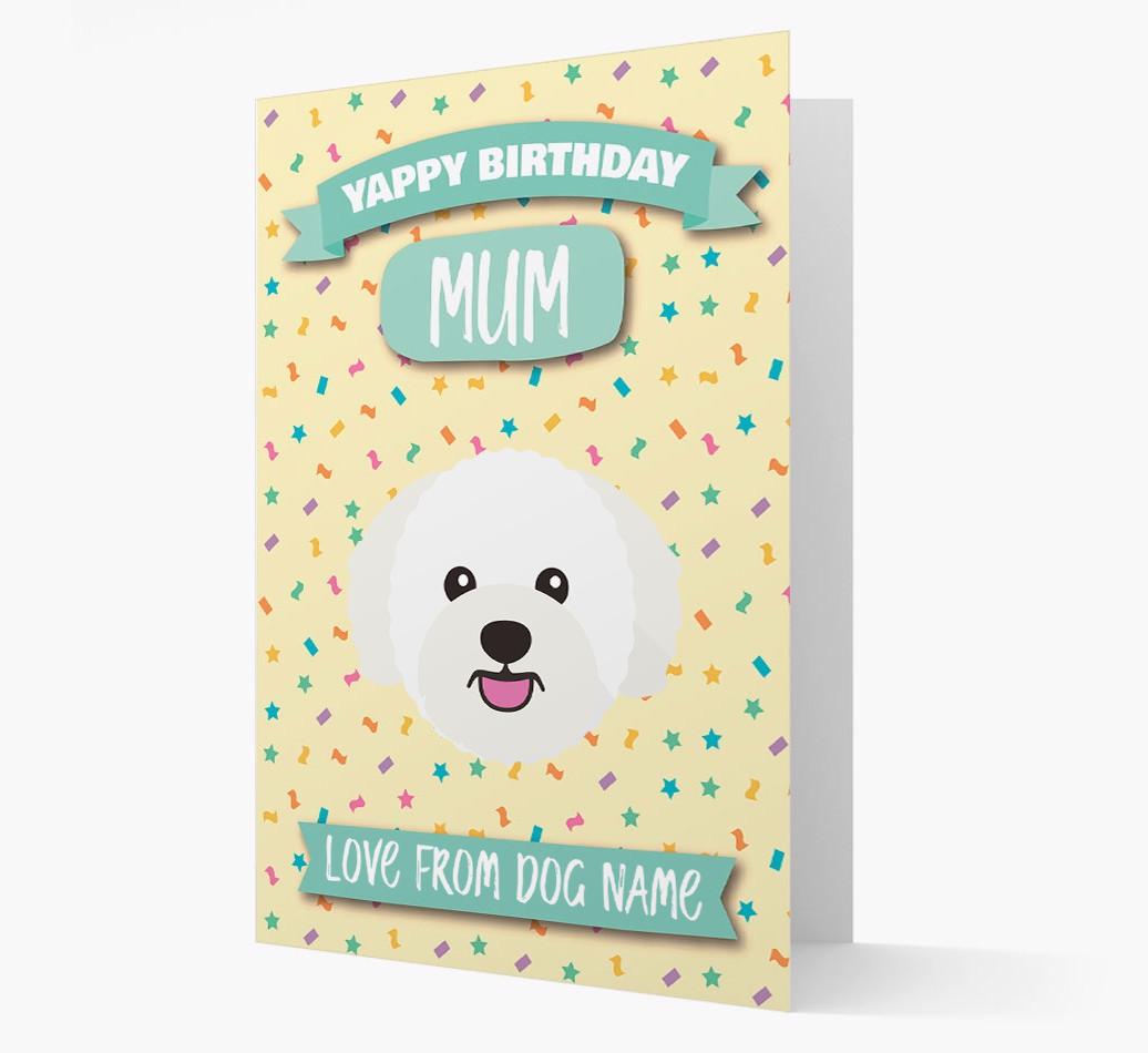 Personalised Card 'Yappy Birthday Mum' with {breedCommonName} Icon