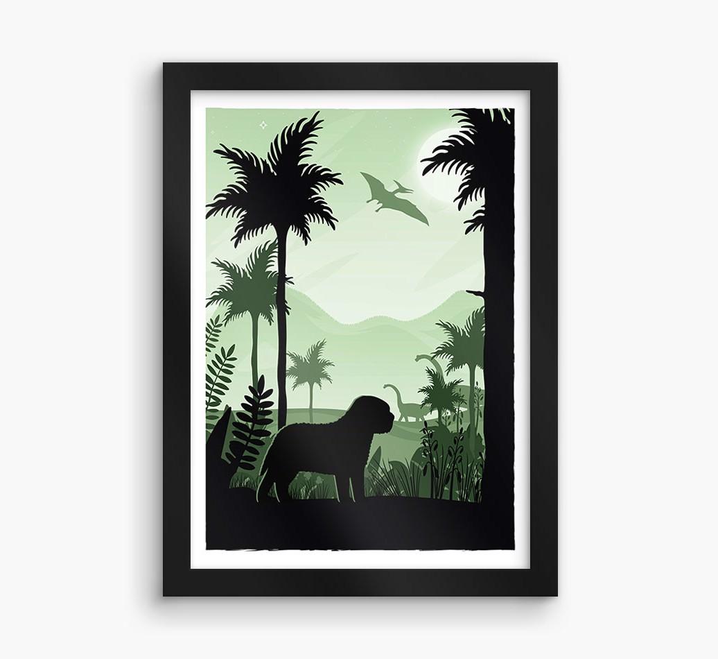 Dinosaur Adventure: Personalized {breedFullName} Framed Print