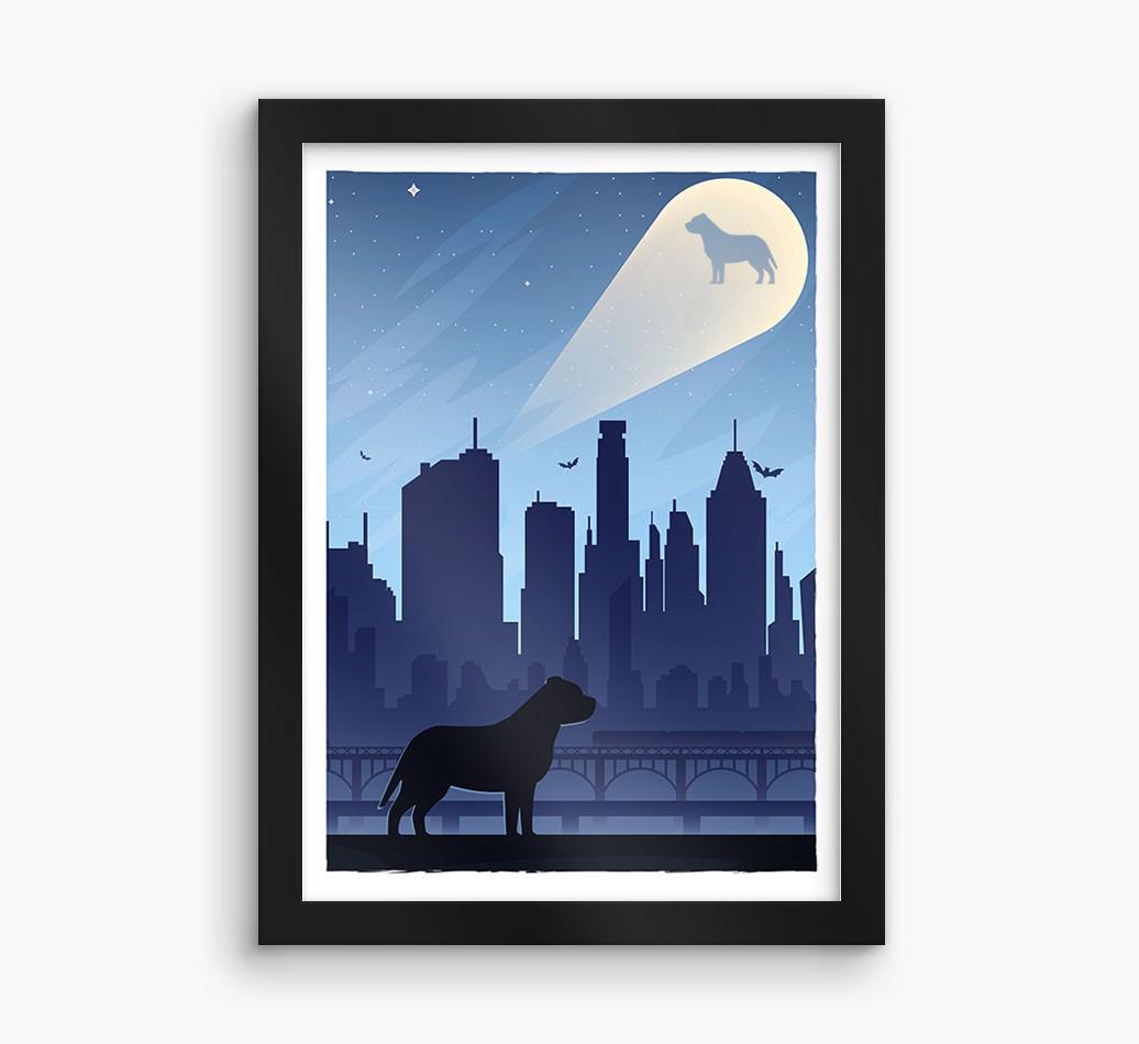Superhero Adventure: Personalized {breedFullName} Framed Print
