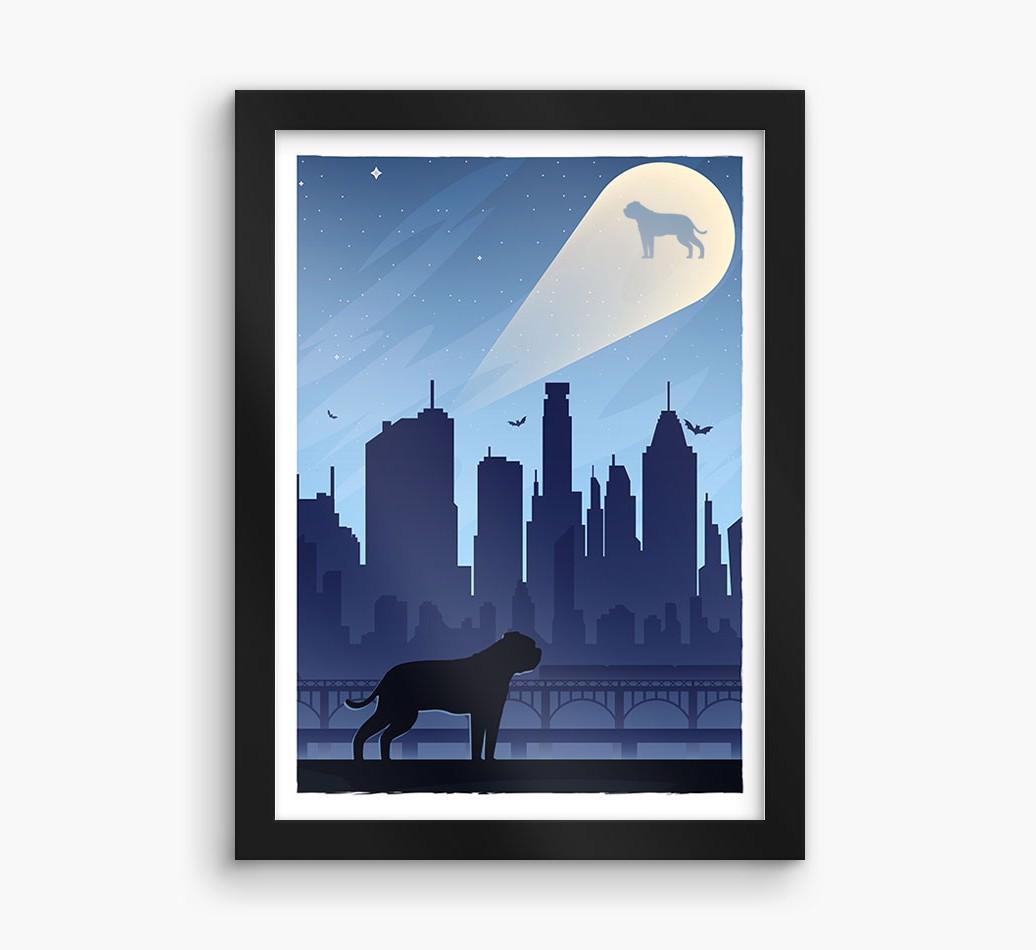 Superhero Adventure: Personalized {breedFullName} Framed Print