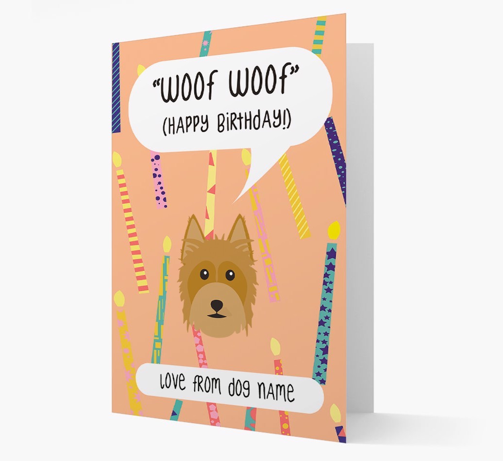 Personalised 'Woof Woof' Birthday Card with {breedFullName} Icon